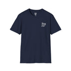 Navy t-shirt with Hit The Gas Sooner karting print, front view