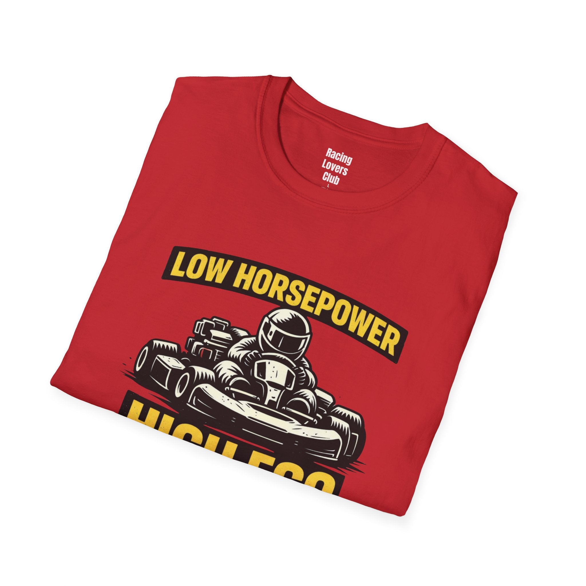 Low Horsepower High Ego T-Shirt — racing-themed graphic tee from Racing Lovers Club