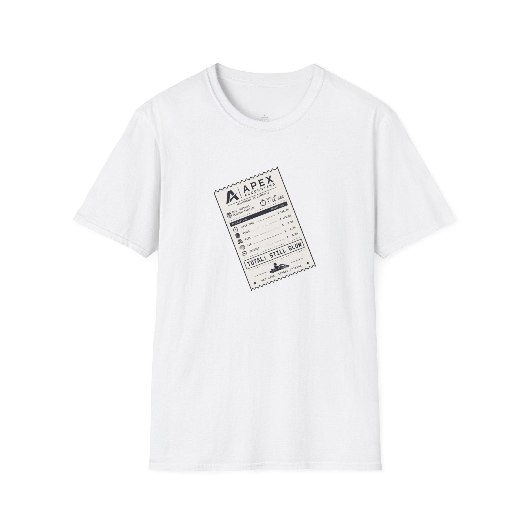 Apex Accounting T-Shirt — racing-themed graphic tee from Racing Lovers Club