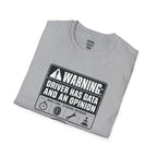 Warning: Driver Has Data T-Shirt — racing-themed graphic tee from Racing Lovers Club