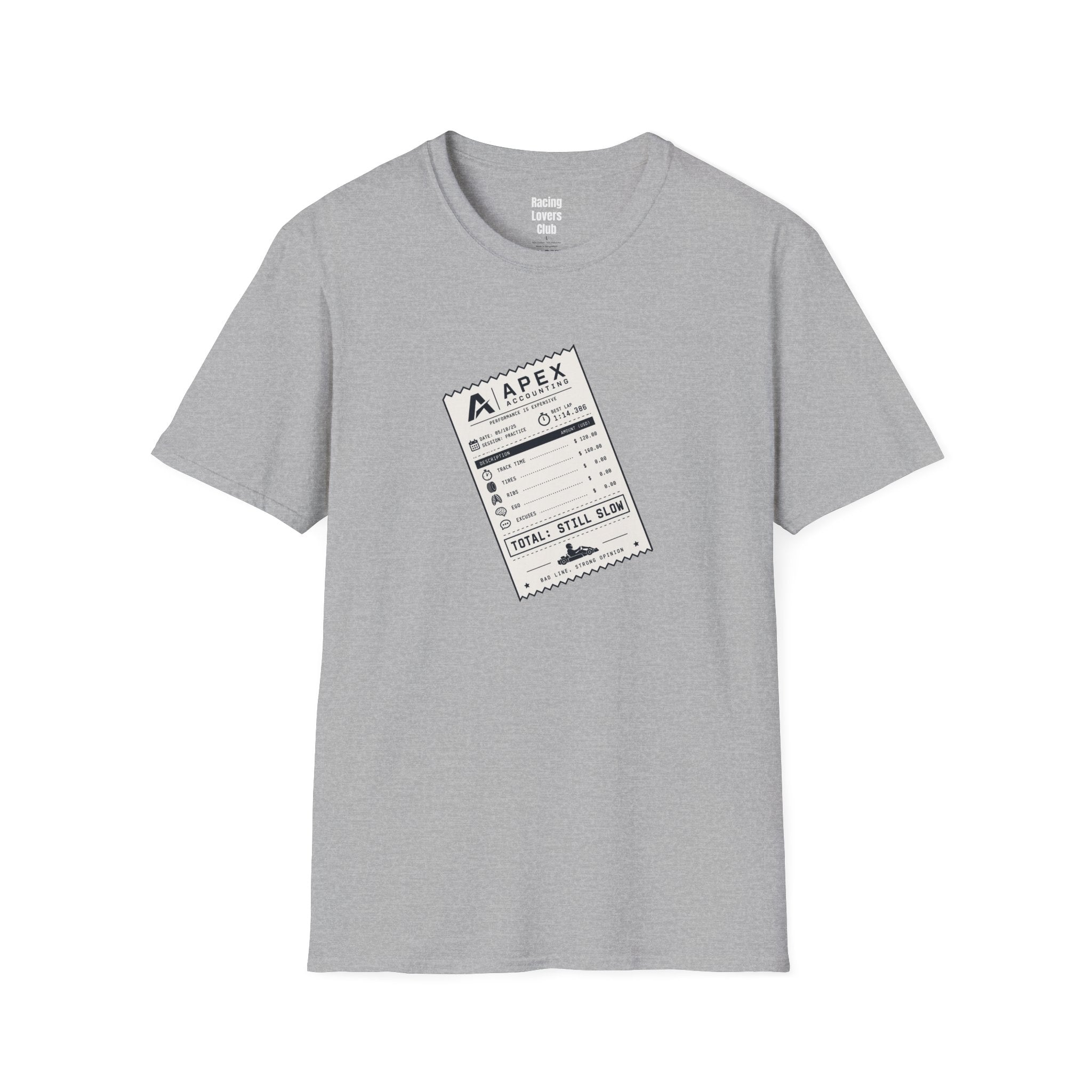 Apex Accounting T-Shirt — racing-themed graphic tee from Racing Lovers Club