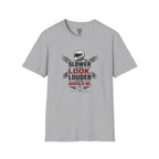 Slower Then I Look Louder Then I Should Be T-Shirt — racing-themed graphic tee from Racing Lovers Club