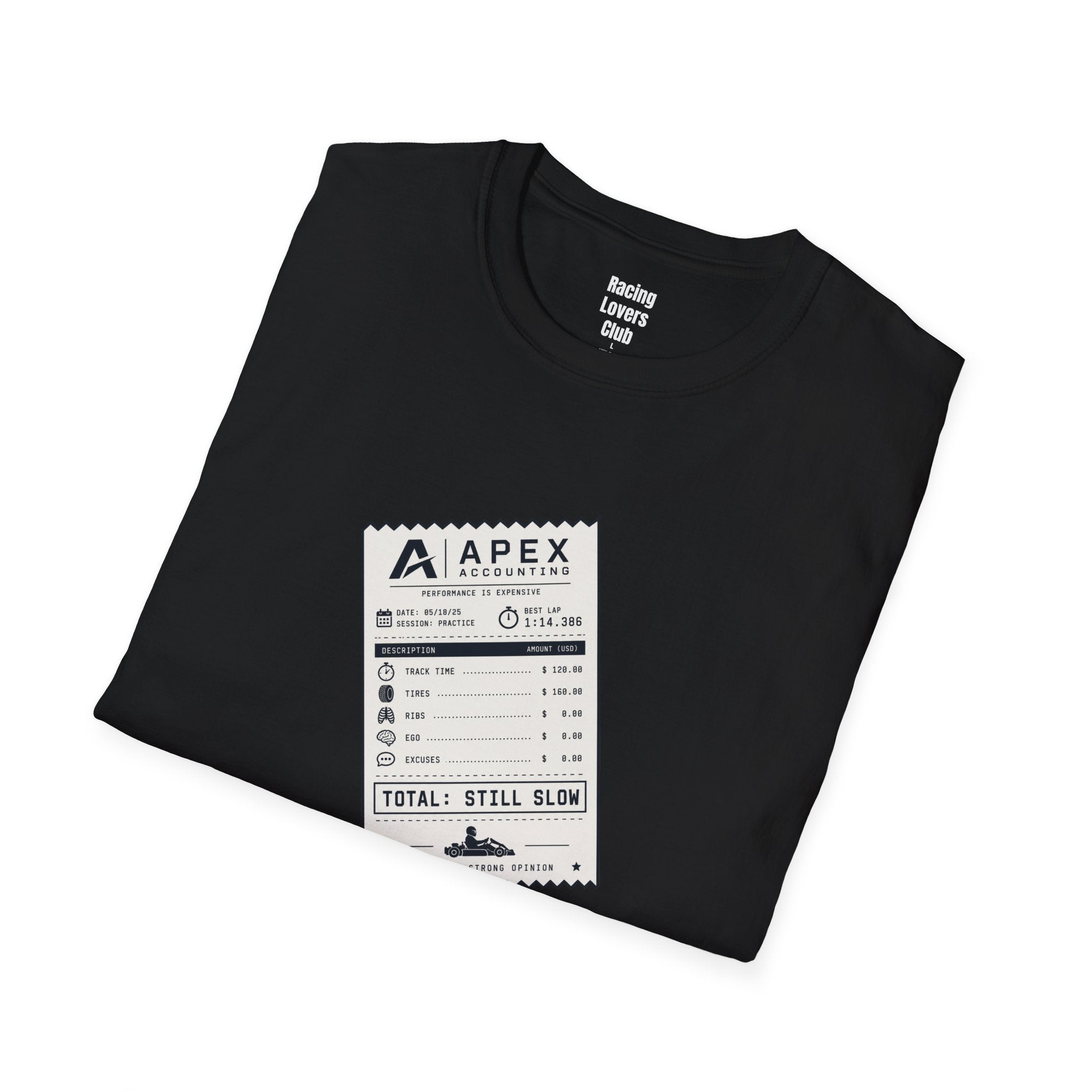 Apex Accounting T-Shirt — racing-themed graphic tee from Racing Lovers Club