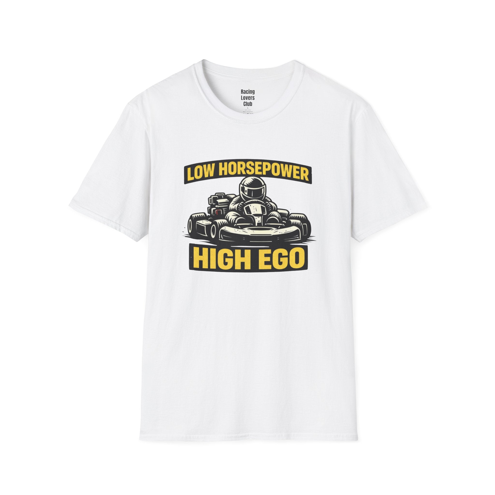 Low Horsepower High Ego T-Shirt — racing-themed graphic tee from Racing Lovers Club