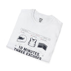 10 Minutes 3 Excuses T-Shirt — racing-themed graphic tee from Racing Lovers Club