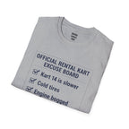 Official Rental Kart Excuse T-Shirt — racing-themed graphic tee from Racing Lovers Club