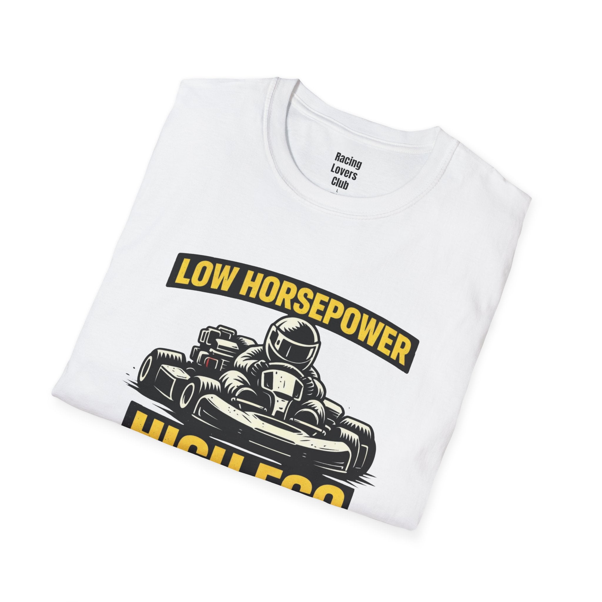 Low Horsepower High Ego T-Shirt — racing-themed graphic tee from Racing Lovers Club