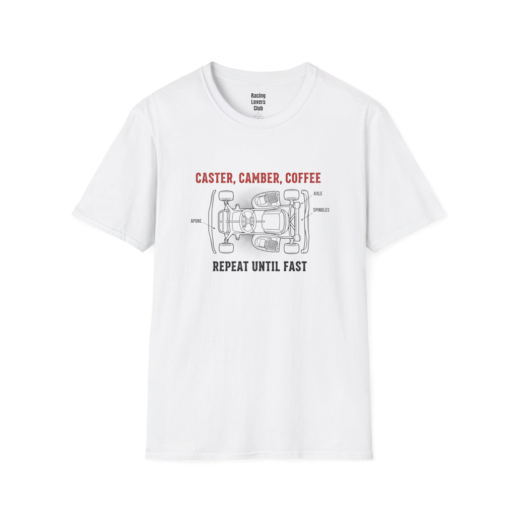 Camber Caster Coffee T-Shirt — racing-themed graphic tee from Racing Lovers Club