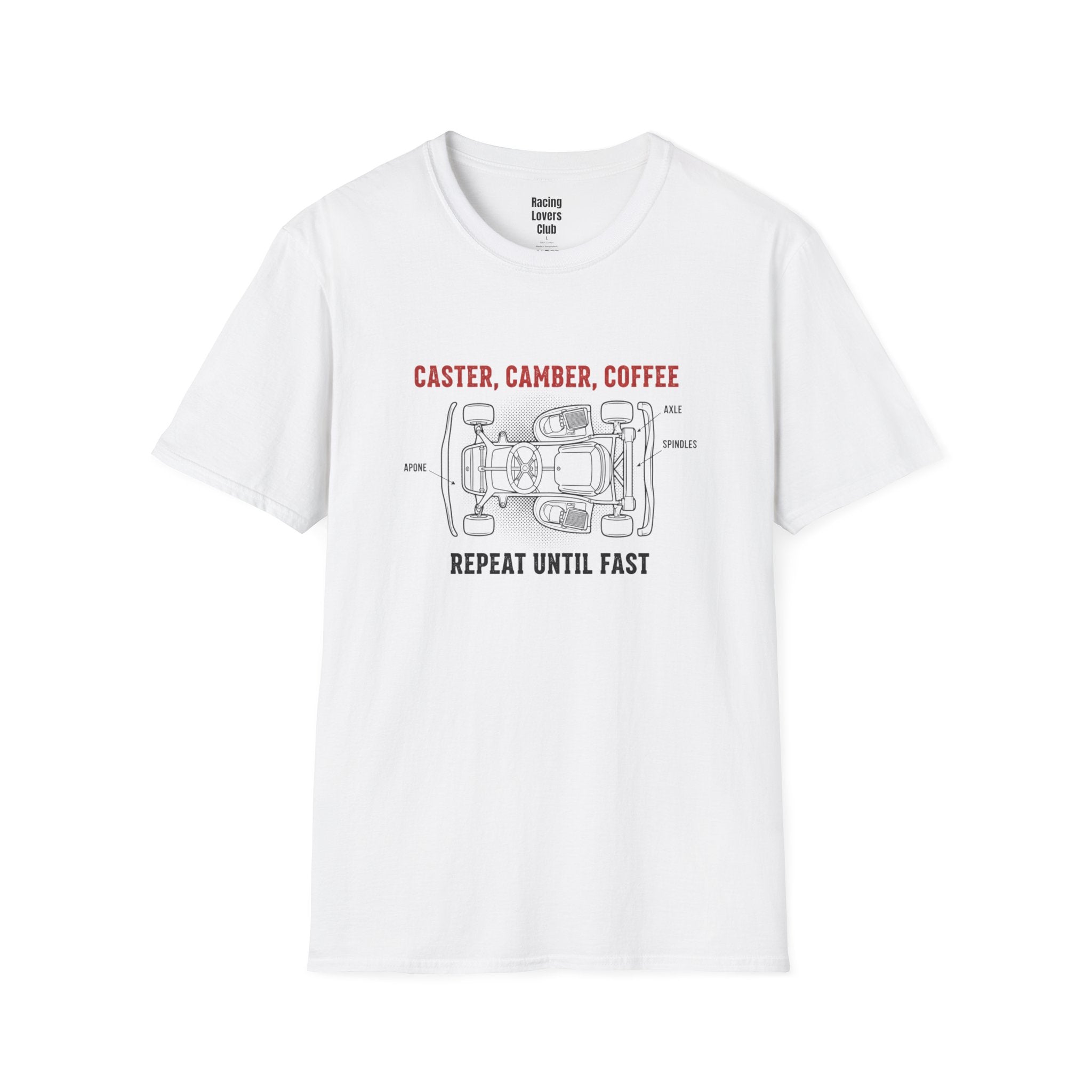 Camber Caster Coffee T-Shirt — racing-themed graphic tee from Racing Lovers Club
