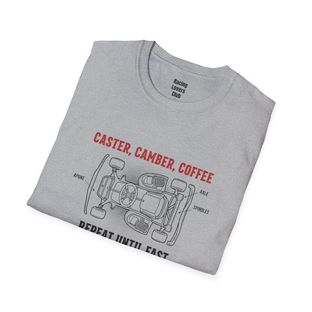 Camber Caster Coffee T-Shirt — racing-themed graphic tee from Racing Lovers Club