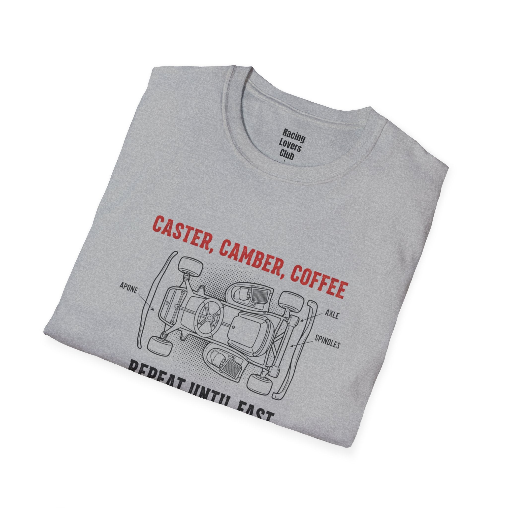 Camber Caster Coffee T-Shirt — racing-themed graphic tee from Racing Lovers Club