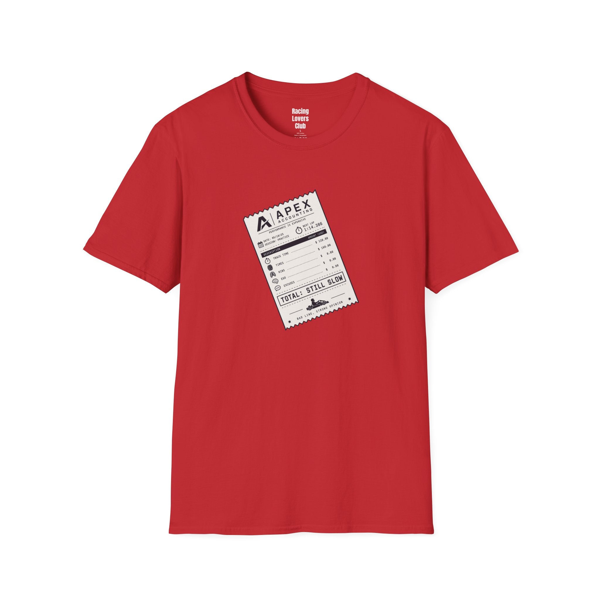 Apex Accounting T-Shirt — racing-themed graphic tee from Racing Lovers Club