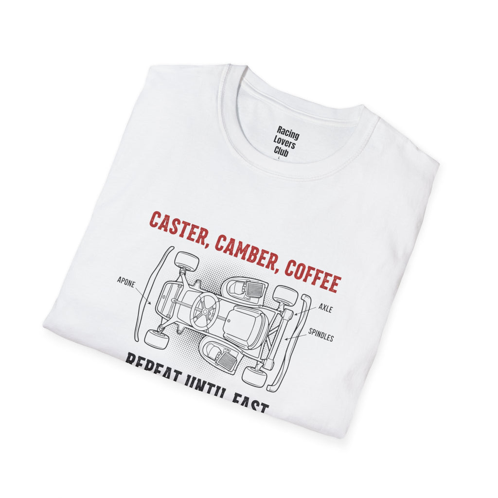 Camber Caster Coffee T-Shirt — racing-themed graphic tee from Racing Lovers Club