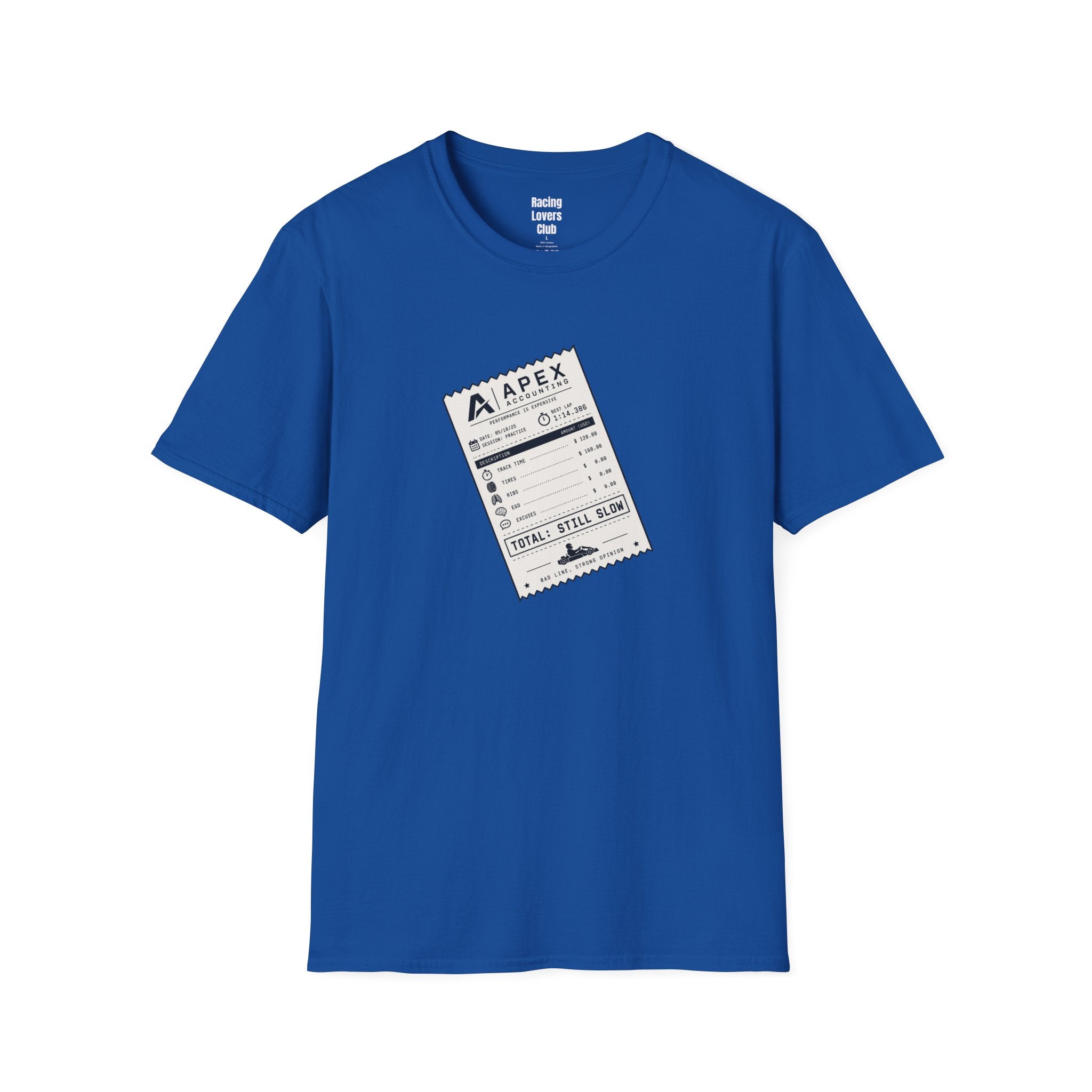Apex Accounting T-Shirt — racing-themed graphic tee from Racing Lovers Club