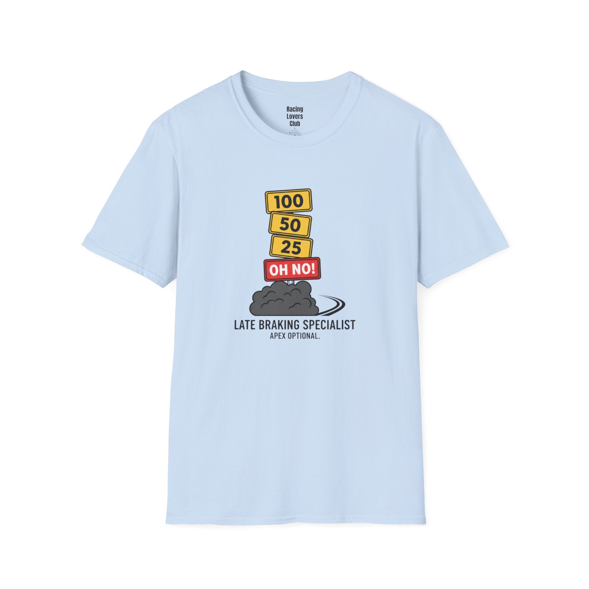 Late Braker Specialist T-Shirt — racing-themed graphic tee from Racing Lovers Club