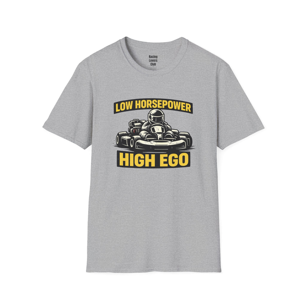Low Horsepower High Ego T-Shirt — racing-themed graphic tee from Racing Lovers Club