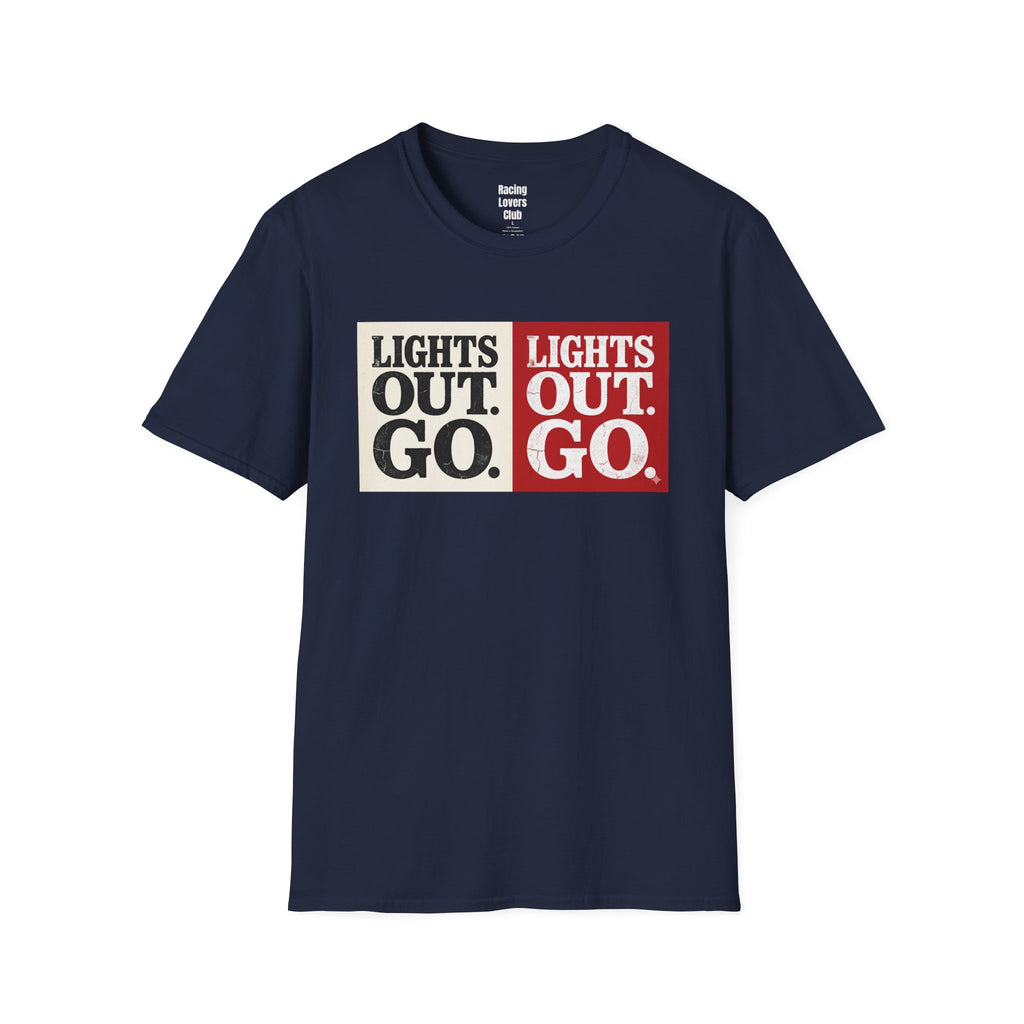 Lights Out Go T-Shirt — racing-themed graphic tee from Racing Lovers Club