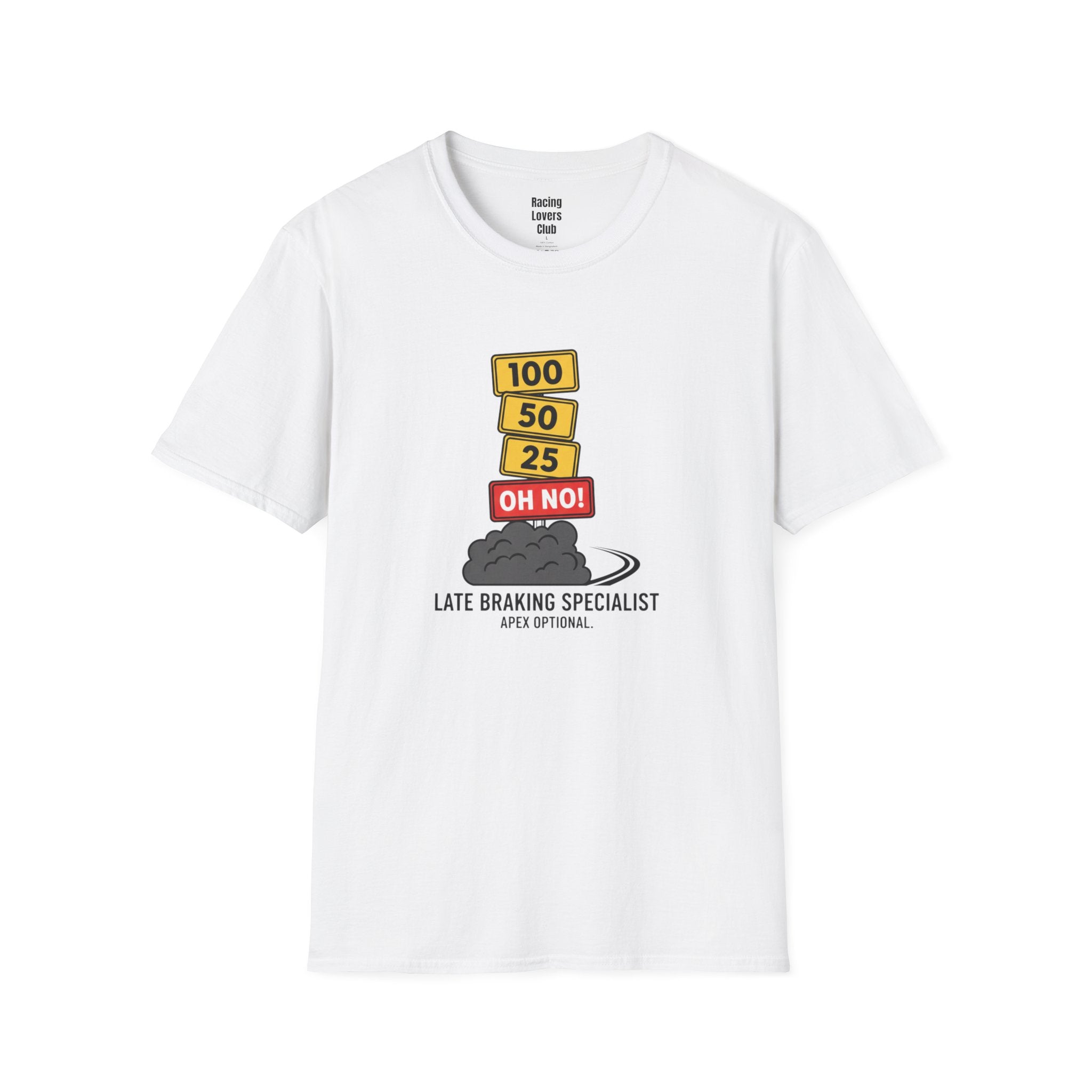 Late Braker Specialist T-Shirt — racing-themed graphic tee from Racing Lovers Club