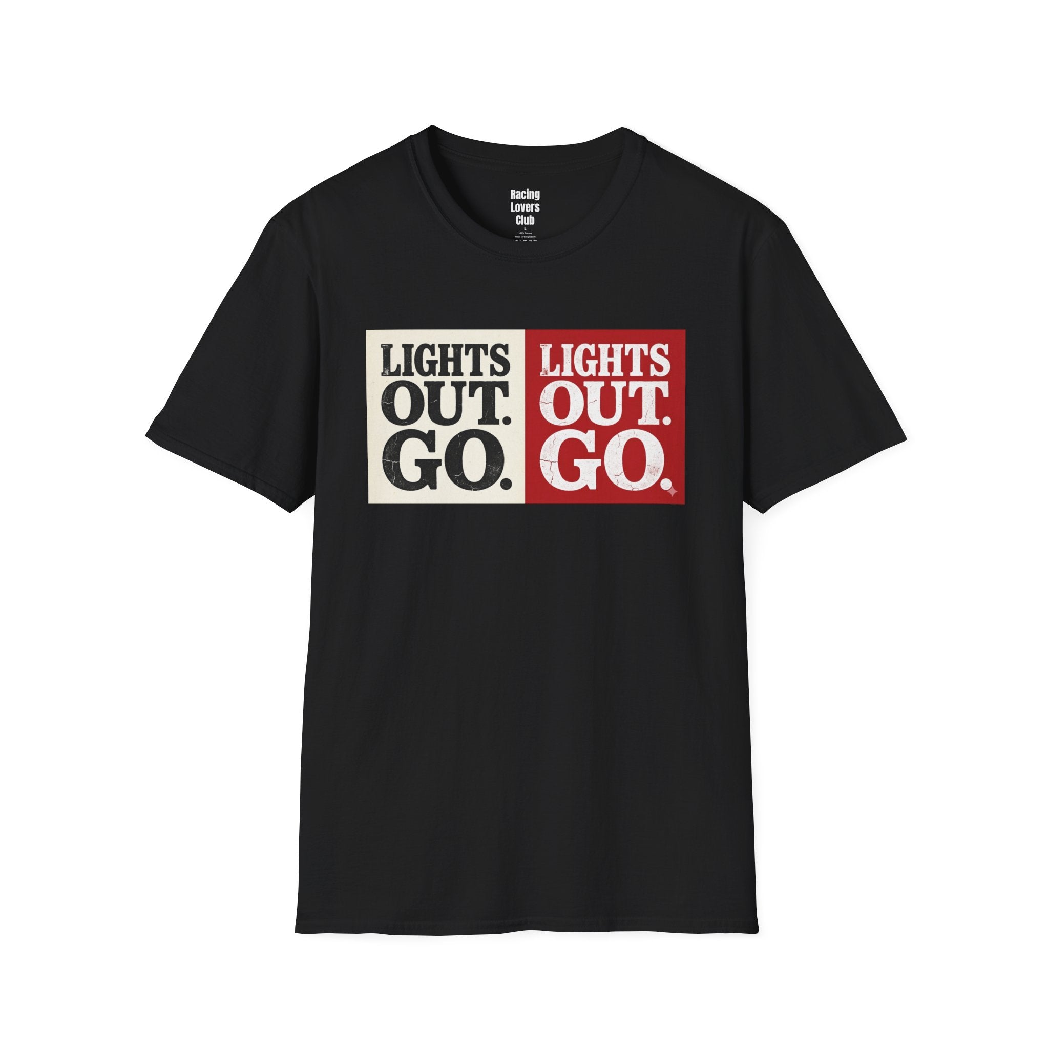 Lights Out Go T-Shirt — racing-themed graphic tee from Racing Lovers Club