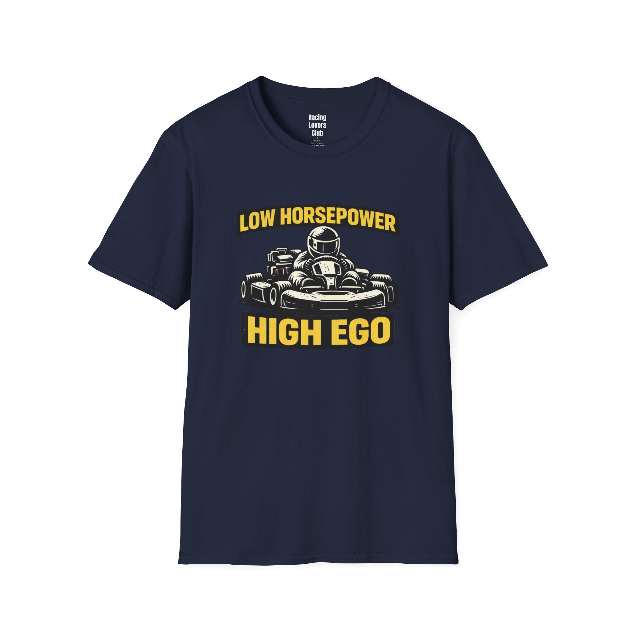 Low Horsepower High Ego T-Shirt — racing-themed graphic tee from Racing Lovers Club