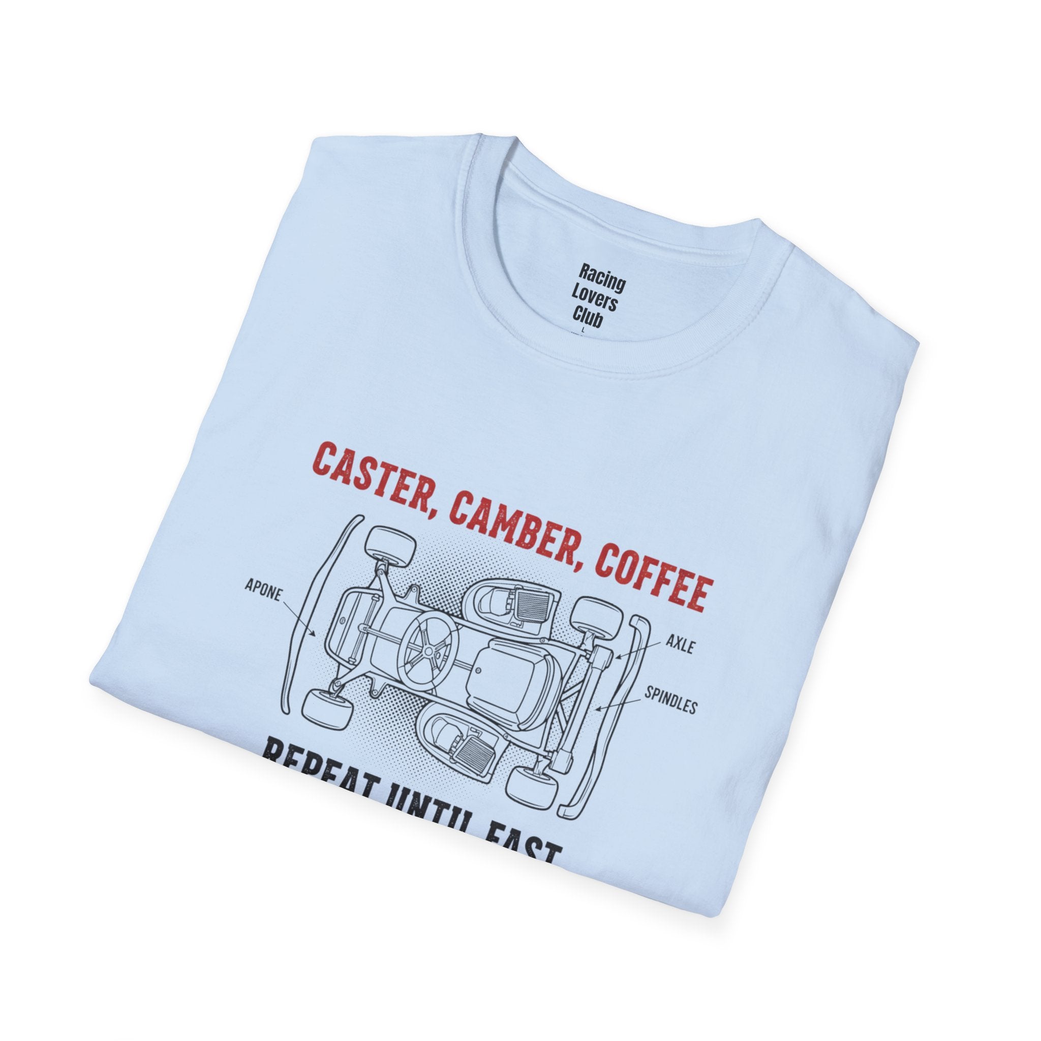 Camber Caster Coffee T-Shirt — racing-themed graphic tee from Racing Lovers Club