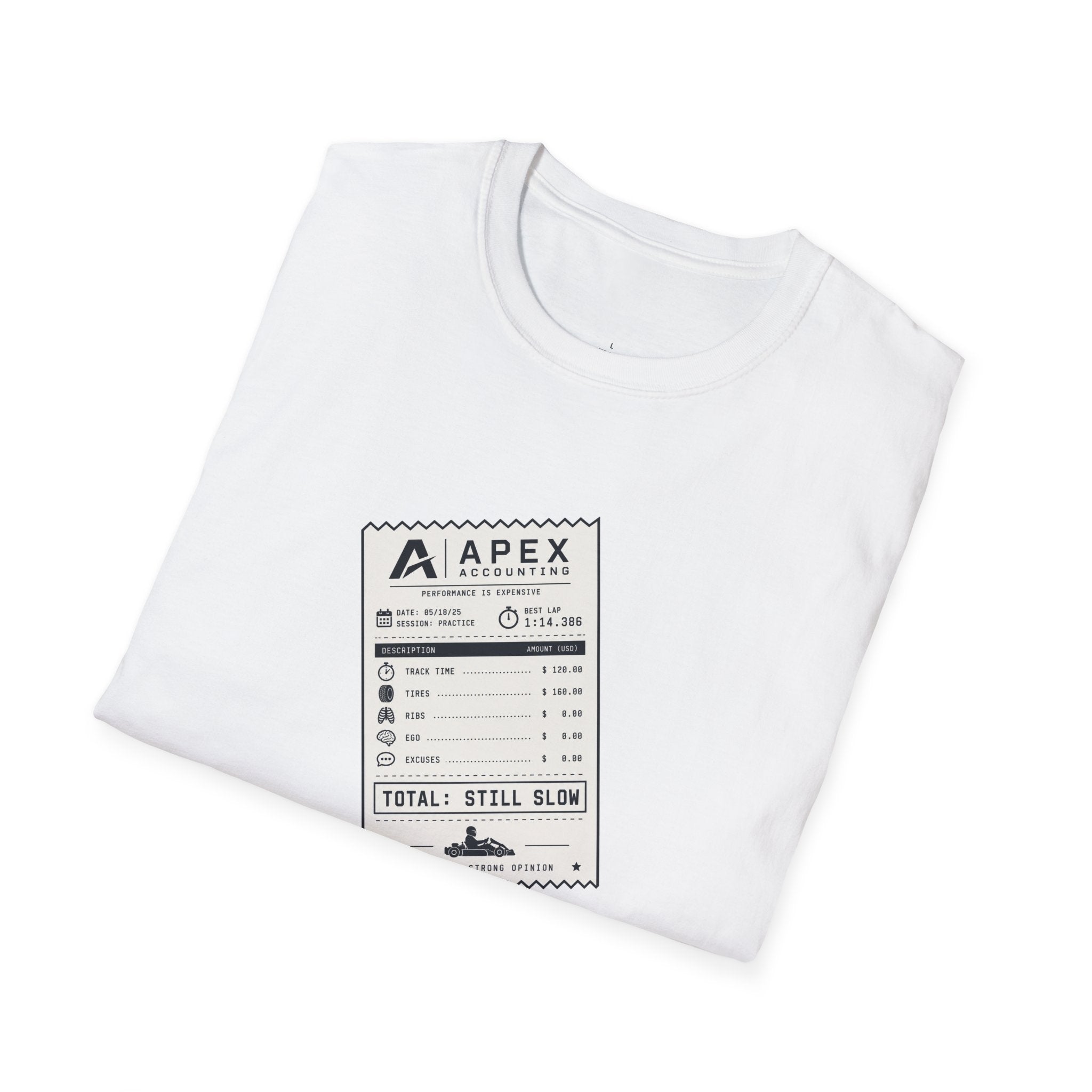Apex Accounting T-Shirt — racing-themed graphic tee from Racing Lovers Club