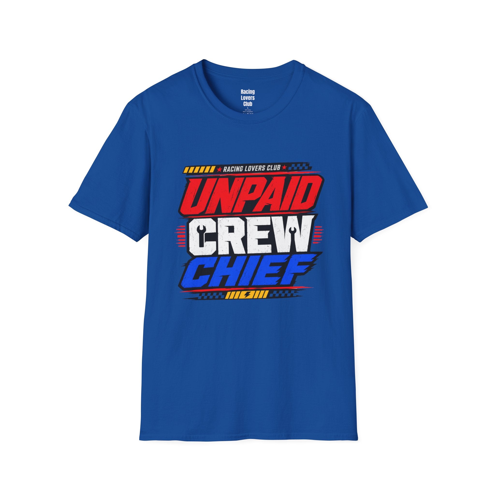 Unpaid Crew Chief T-Shirt — racing-themed graphic tee from Racing Lovers Club